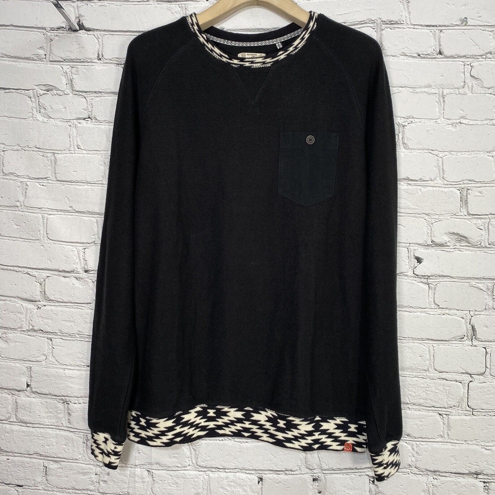 Third & Army Long Sleeve Pullover‎ Crewneck Sweater Size M Black Aztec Trim